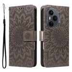 For Honor 400 Pro 5G (Global) Læder Pung Etui Solsikke Præget Telefon Cover
