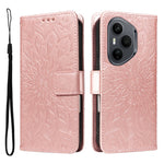 For Honor 400 Pro 5G (Global) Læder Pung Etui Solsikke Præget Telefon Cover
