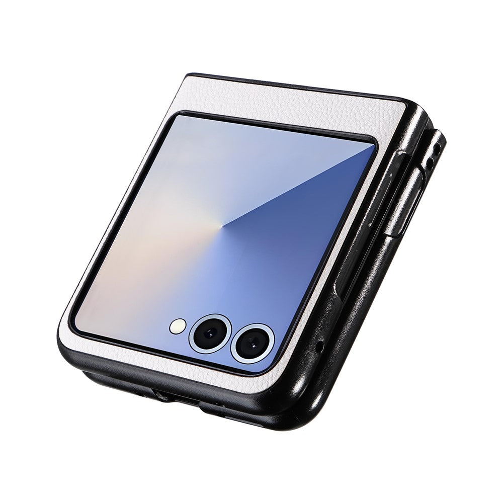 For Samsung Galaxy Z Flip7 5G Case Litchi Texture Leather + Hard PC Phone Cover