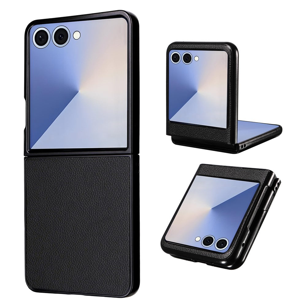 For Samsung Galaxy Z Flip7 5G Case Litchi Texture Leather + Hard PC Phone Cover