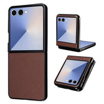 For Samsung Galaxy Z Flip7 5G Case Litchi Texture Leather + Hard PC Phone Cover