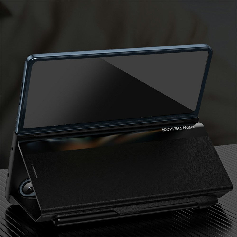 For Samsung Galaxy Z Fold7 5G Case Electroplating Pen Slot PU + PC Phone Cover with Stylus
