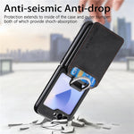 For Samsung Galaxy Z Flip5 5G Case Card Holder Kickstand Retro Texture Leather Back Cover