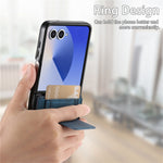For Samsung Galaxy Z Flip7 5G Case Kickstand Retro Leather Back Cover with Card Holder
