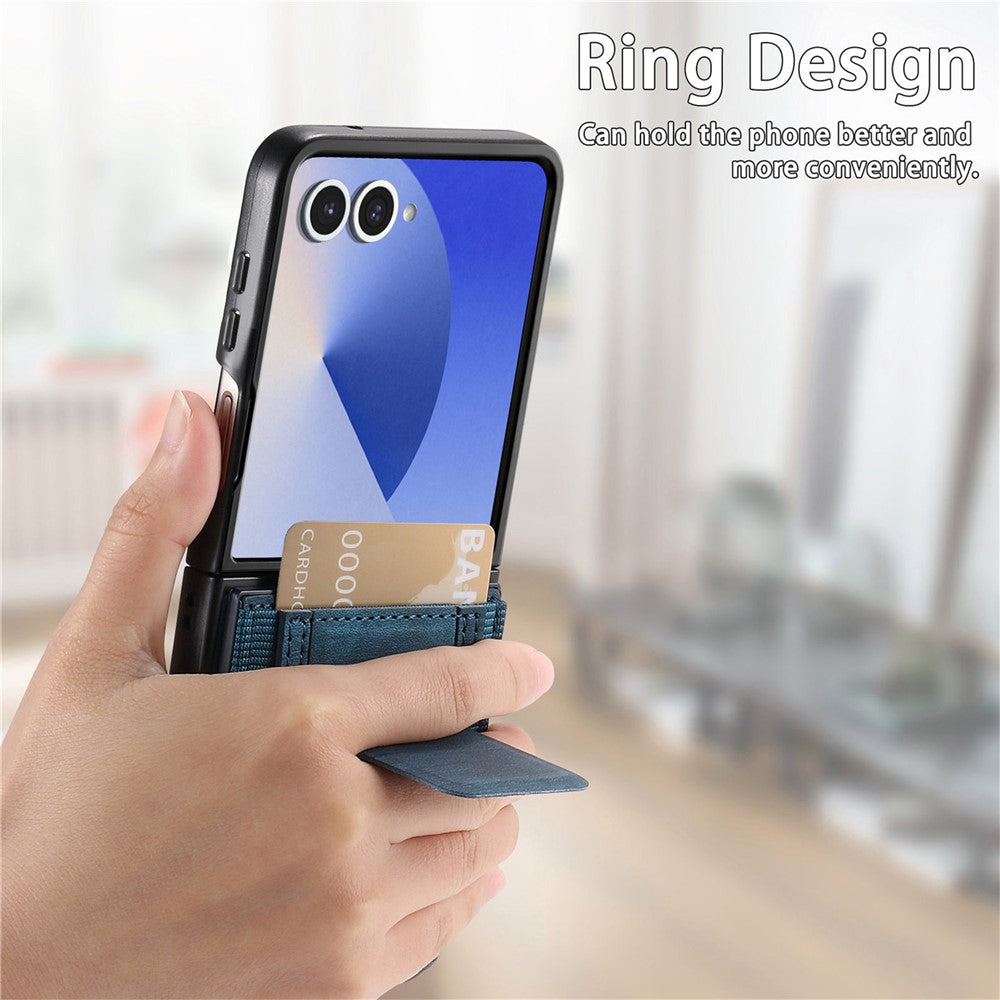 For Samsung Galaxy Z Flip7 5G Case Kickstand Retro Leather Back Cover with Card Holder