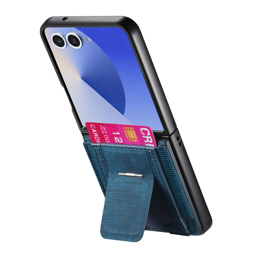 For Samsung Galaxy Z Flip7 5G Case Kickstand Retro Leather Back Cover with Card Holder