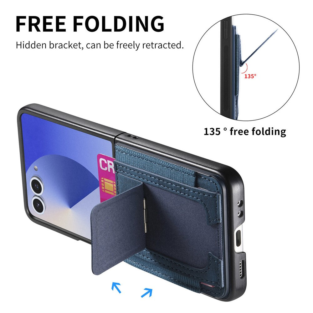 For Samsung Galaxy Z Flip7 5G Case Kickstand Retro Leather Back Cover with Card Holder