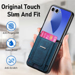 For Samsung Galaxy Z Flip7 5G Case Kickstand Retro Leather Back Cover with Card Holder