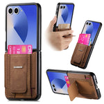For Samsung Galaxy Z Flip7 5G Case Kickstand Retro Leather Back Cover with Card Holder