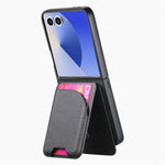Til Samsung Galaxy Z Flip7 5G Magnetisk Etui Støttefod Denim Tekstur Læder Bagcover med Aftagelig Korttaske