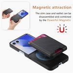 Til Samsung Galaxy Z Flip7 5G Magnetisk Etui Støttefod Denim Tekstur Læder Bagcover med Aftagelig Korttaske