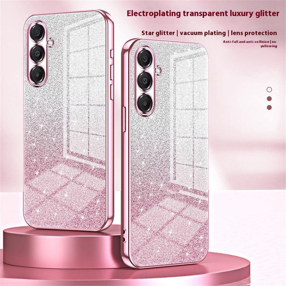 Til Samsung Galaxy A18 5G / A18 4G / A17 5G / A17 4G etui Elektrobelægning Gradient Glitter TPU telefoncover