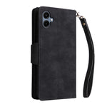 Phone Case For Samsung Galaxy A08 5G / A08 4G / A07 4G / A06 4G / A06 5G Zipper Wallet Rivet Decor Leather Cover with Wrist Strap