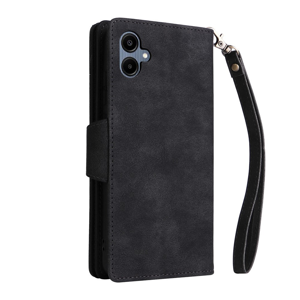 Phone Case For Samsung Galaxy A08 5G / A08 4G / A07 4G / A06 4G / A06 5G Zipper Wallet Rivet Decor Leather Cover with Wrist Strap