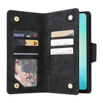 Phone Case For Samsung Galaxy A08 5G / A08 4G / A07 4G / A06 4G / A06 5G Zipper Wallet Rivet Decor Leather Cover with Wrist Strap