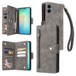 Phone Case For Samsung Galaxy A08 5G / A08 4G / A07 4G / A06 4G / A06 5G Zipper Wallet Rivet Decor Leather Cover with Wrist Strap