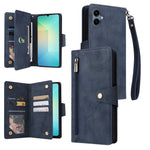 Phone Case For Samsung Galaxy A08 5G / A08 4G / A07 4G / A06 4G / A06 5G Zipper Wallet Rivet Decor Leather Cover with Wrist Strap