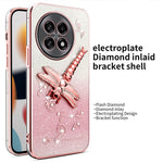 KADEM mobilskal till OnePlus 13R 5G / Ace 5 5G / Ace 5 Pro 5G Dragonfly Kickstand TPU Blommor Glitter Skal
