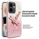 KADEM-cover til Oppo Reno13 F 5G (Reno 13 FS 5G) / 4G, guldsmedemotiv, stativ, TPU, blomster, glitter