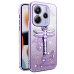KADEM til Xiaomi Redmi Note 14 4G (164.84 mm), TPU-mobilcover med guldsmed, stativ, blomster og glitter