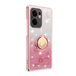 KADEM etui til Oppo Reno13 F 5G (Reno 13 FS 5G) / 4G med ringstativ, TPU, blomster, mobilcover med gradient og glitter