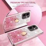 KADEM etui til Oppo Reno13 F 5G (Reno 13 FS 5G) / 4G med ringstativ, TPU, blomster, mobilcover med gradient og glitter