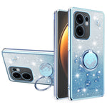 KADEM etui til Oppo Reno13 F 5G (Reno 13 FS 5G) / 4G med ringstativ, TPU, blomster, mobilcover med gradient og glitter
