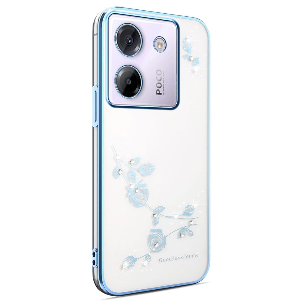 KADEM For Xiaomi Poco M7 Pro 5G Case Flower Rhinestone Decor Electroplating TPU Phone Cover