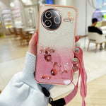 KADEM For Xiaomi Poco F7 Pro 5G  /  Redmi K80 5G Case Flower Pattern TPU Gradient Phone Cover with Lanyards