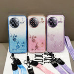 KADEM For Xiaomi Poco F7 Pro 5G  /  Redmi K80 5G Case Flower Pattern TPU Gradient Phone Cover with Lanyards