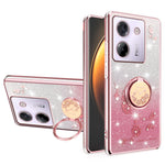 KADEM For Xiaomi Poco M7 Pro 5G Case Ring Kickstand TPU Flowers Phone Cover Gradient Glitter