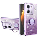 KADEM For Xiaomi Poco M7 Pro 5G Case Ring Kickstand TPU Flowers Phone Cover Gradient Glitter