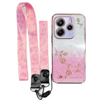 KADEM For Xiaomi Redmi Note 14 4G (164.84mm) Case Flower Pattern TPU Gradient Phone Cover with Lanyards