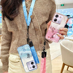 KADEM For Xiaomi Poco M7 Pro 5G Case Flower Pattern TPU Gradient Phone Cover with Lanyards