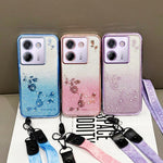 KADEM For Xiaomi Poco M7 Pro 5G Case Flower Pattern TPU Gradient Phone Cover with Lanyards