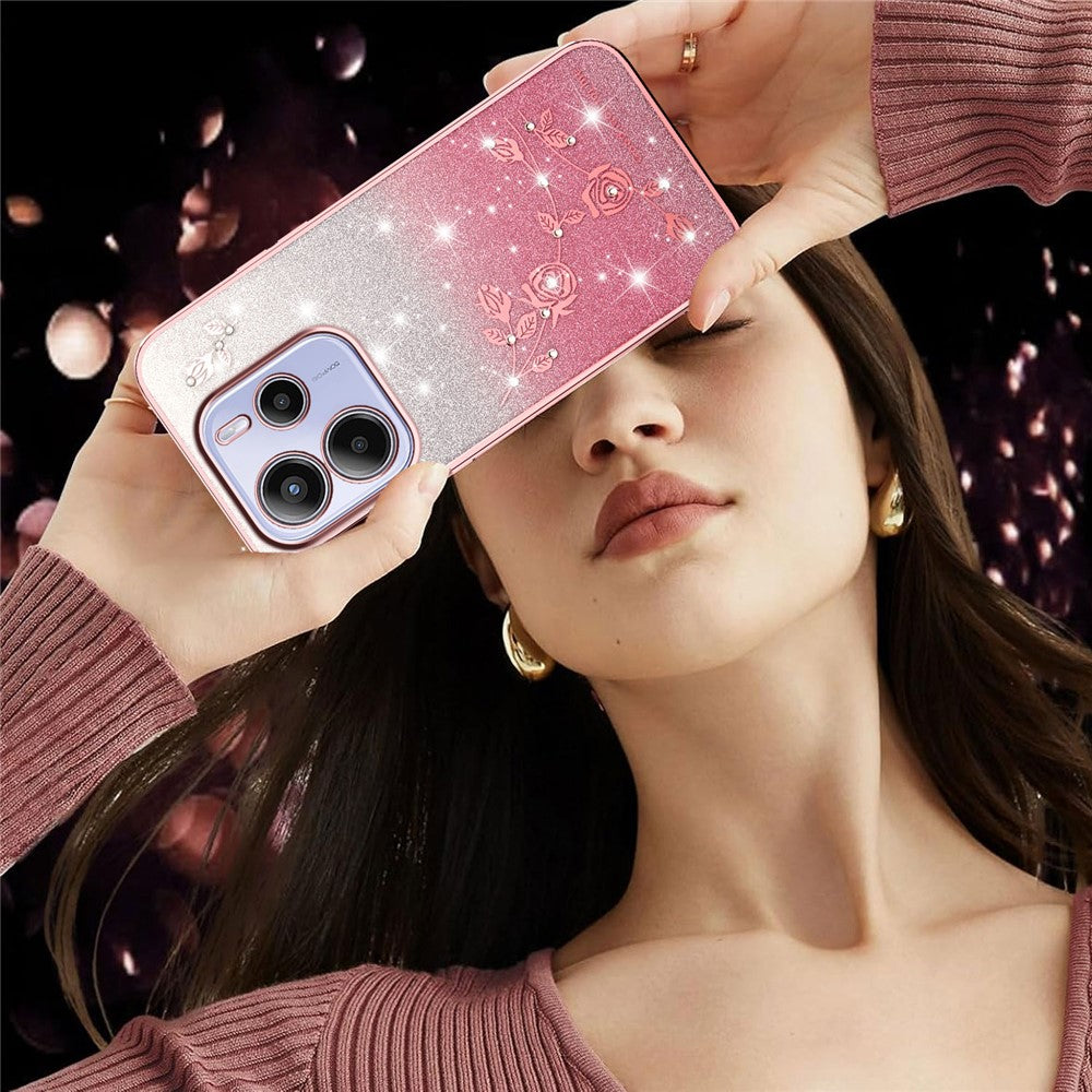 KADEM For Xiaomi Redmi Note 14 4G (164.84mm) Case Flower TPU Flexible Gradient Phone Cover