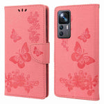 For Xiaomi 12T 5G / Redmi K50 Ultra 5G Butterflies Flower Imprinting Shockproof Wallet Case PU Leather Stand Magnetic Closure Flip Folio Phone Cover
