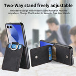 For Samsung Galaxy Z Flip7 5G Case Card Holder Kickstand Retro Texture Leather Back Cover