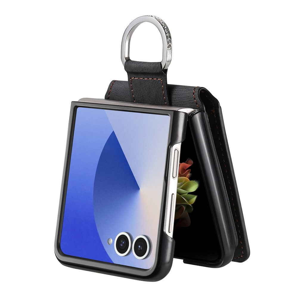 For Samsung Galaxy Z Flip7 5G Case Card Holder Kickstand Retro Texture Leather Back Cover