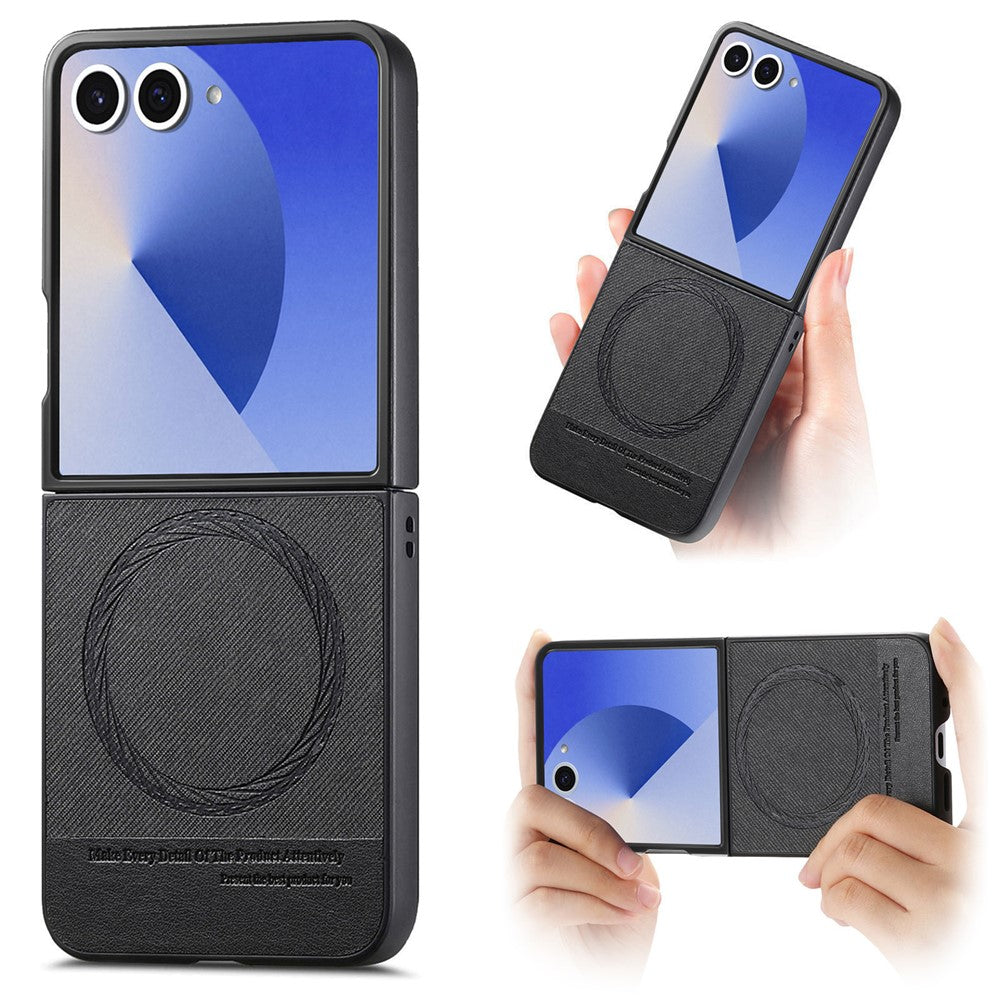 For Samsung Galaxy Z Flip7 5G Magnetic Case Denim Texture Leather + PC Shockproof Phone Cover