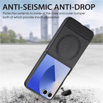 For Samsung Galaxy Z Flip7 5G Magnetic Case Denim Texture Leather + PC Shockproof Phone Cover
