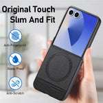 For Samsung Galaxy Z Flip7 5G Magnetic Case Denim Texture Leather + PC Shockproof Phone Cover