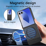 For Samsung Galaxy Z Flip7 5G Magnetic Case Denim Texture Leather + PC Shockproof Phone Cover