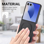 For Samsung Galaxy Z Flip7 5G Magnetic Case Denim Texture Leather + PC Shockproof Phone Cover