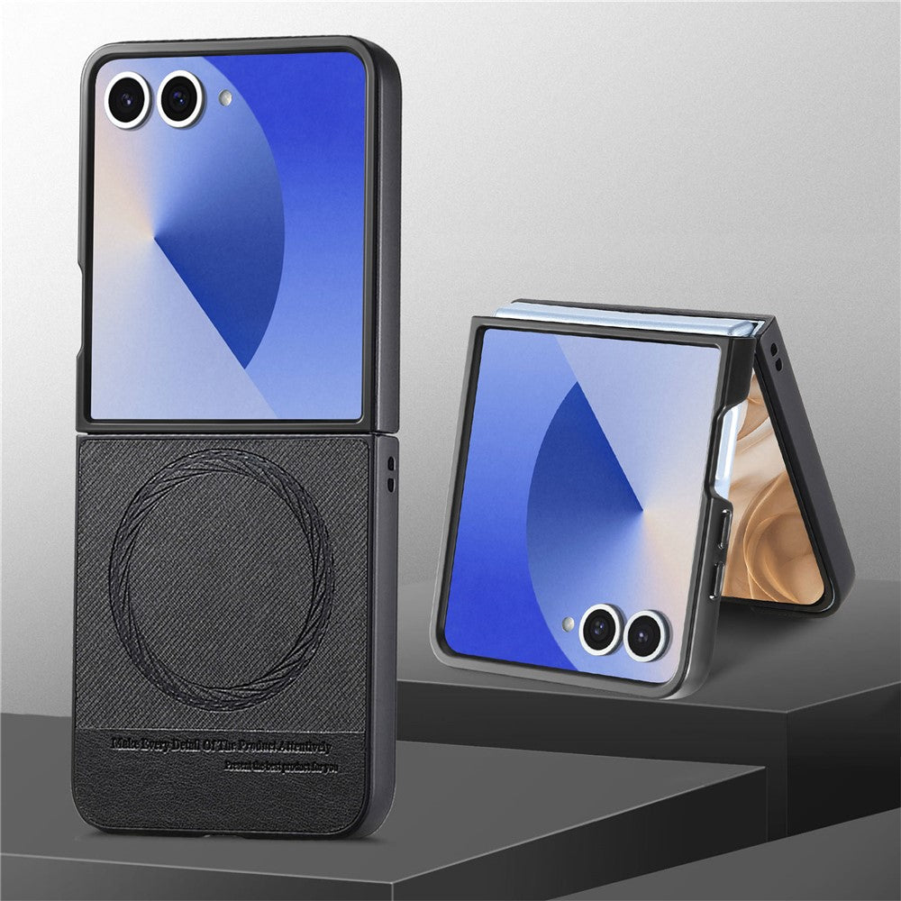 For Samsung Galaxy Z Flip7 5G Magnetic Case Denim Texture Leather + PC Shockproof Phone Cover
