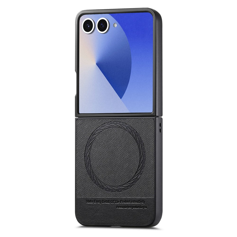 For Samsung Galaxy Z Flip7 5G Magnetic Case Denim Texture Leather + PC Shockproof Phone Cover
