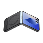 For Samsung Galaxy Z Flip7 5G Magnetic Case Denim Texture Leather + PC Shockproof Phone Cover
