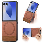 For Samsung Galaxy Z Flip7 5G Magnetic Case Denim Texture Leather + PC Shockproof Phone Cover