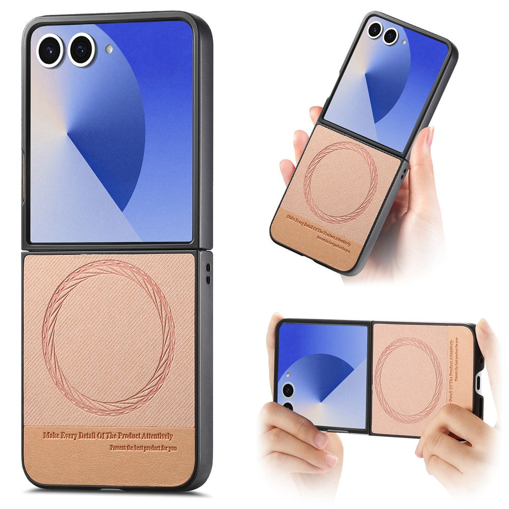 For Samsung Galaxy Z Flip7 5G Magnetic Case Denim Texture Leather + PC Shockproof Phone Cover