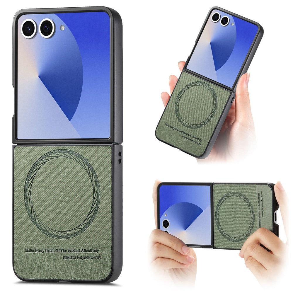 For Samsung Galaxy Z Flip7 5G Magnetic Case Denim Texture Leather + PC Shockproof Phone Cover